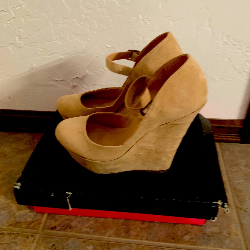 Cream colored wedged heels
